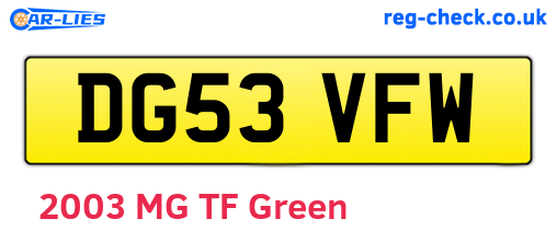 DG53VFW are the vehicle registration plates.