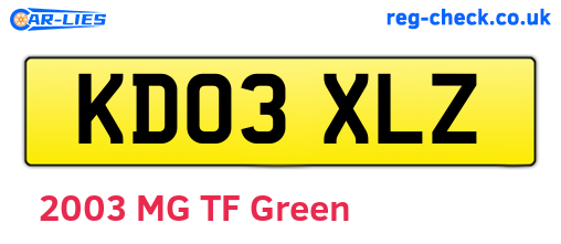 KD03XLZ are the vehicle registration plates.