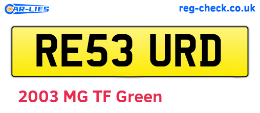 RE53URD are the vehicle registration plates.