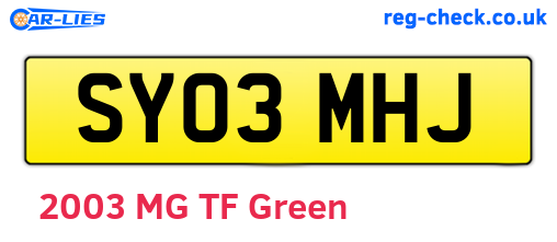 SY03MHJ are the vehicle registration plates.