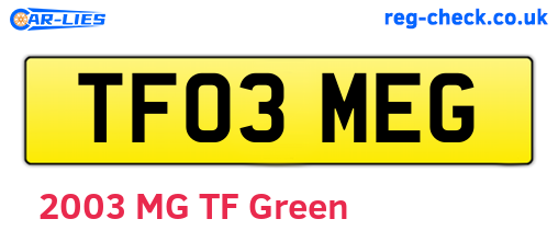 TF03MEG are the vehicle registration plates.