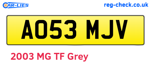 AO53MJV are the vehicle registration plates.