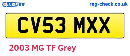 CV53MXX are the vehicle registration plates.