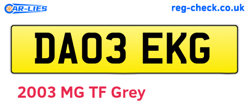 DA03EKG are the vehicle registration plates.