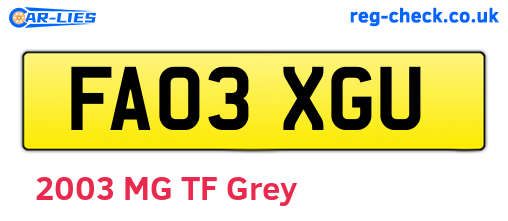 FA03XGU are the vehicle registration plates.