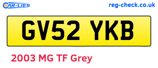 GV52YKB are the vehicle registration plates.