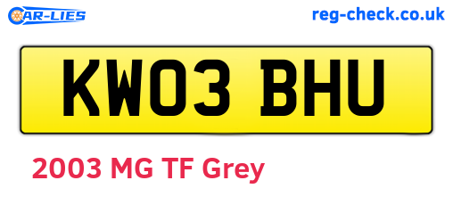 KW03BHU are the vehicle registration plates.