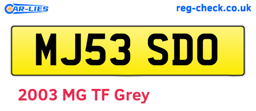 MJ53SDO are the vehicle registration plates.