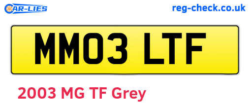 MM03LTF are the vehicle registration plates.