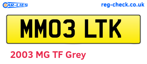 MM03LTK are the vehicle registration plates.