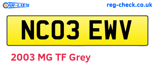 NC03EWV are the vehicle registration plates.