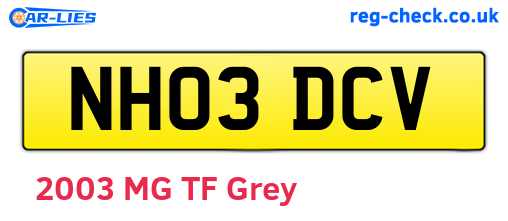 NH03DCV are the vehicle registration plates.