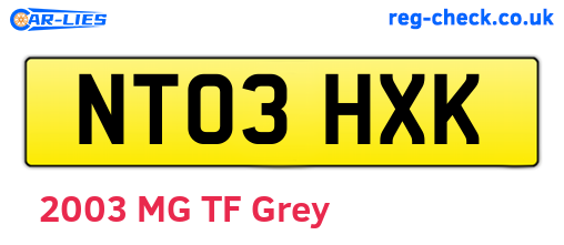 NT03HXK are the vehicle registration plates.