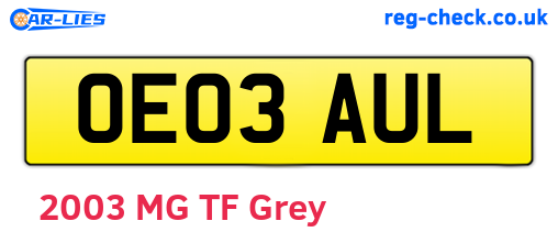 OE03AUL are the vehicle registration plates.