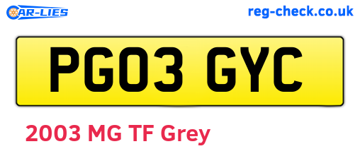 PG03GYC are the vehicle registration plates.