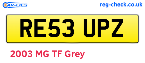 RE53UPZ are the vehicle registration plates.
