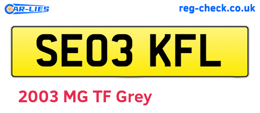 SE03KFL are the vehicle registration plates.
