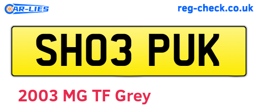 SH03PUK are the vehicle registration plates.