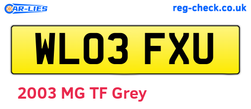 WL03FXU are the vehicle registration plates.