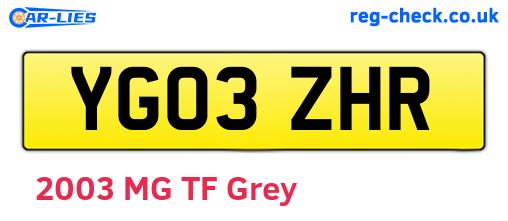 YG03ZHR are the vehicle registration plates.