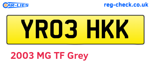 YR03HKK are the vehicle registration plates.