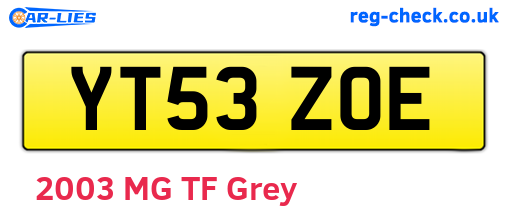 YT53ZOE are the vehicle registration plates.