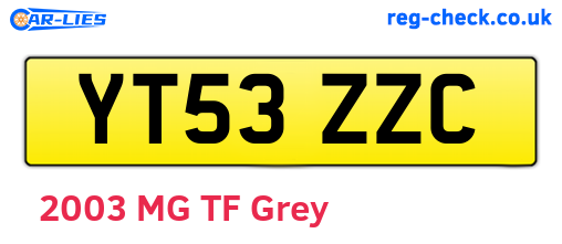 YT53ZZC are the vehicle registration plates.