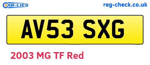 AV53SXG are the vehicle registration plates.