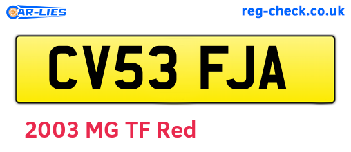 CV53FJA are the vehicle registration plates.