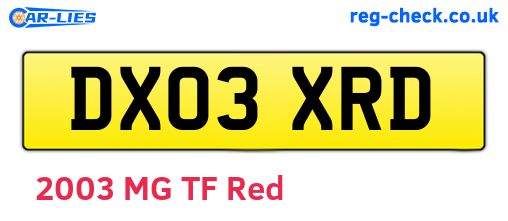 DX03XRD are the vehicle registration plates.