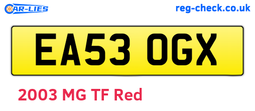 EA53OGX are the vehicle registration plates.