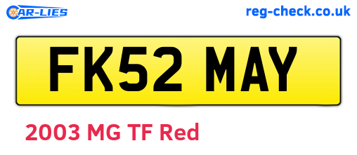 FK52MAY are the vehicle registration plates.