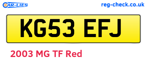 KG53EFJ are the vehicle registration plates.