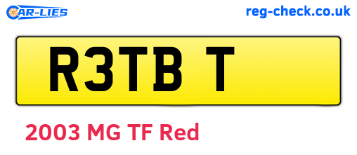 R3TBT are the vehicle registration plates.
