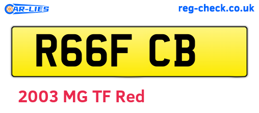 R66FCB are the vehicle registration plates.