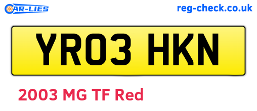 YR03HKN are the vehicle registration plates.