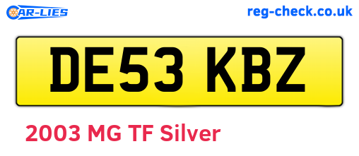 DE53KBZ are the vehicle registration plates.