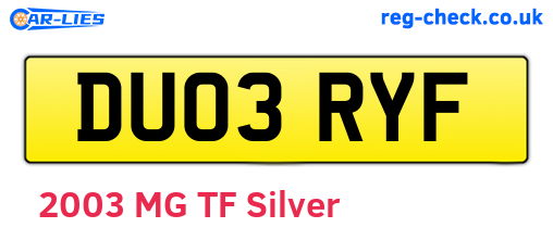 DU03RYF are the vehicle registration plates.