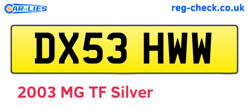 DX53HWW are the vehicle registration plates.
