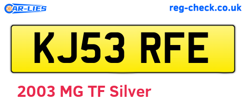 KJ53RFE are the vehicle registration plates.