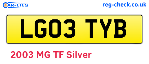 LG03TYB are the vehicle registration plates.