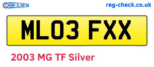 ML03FXX are the vehicle registration plates.
