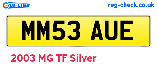 MM53AUE are the vehicle registration plates.