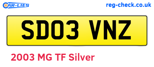 SD03VNZ are the vehicle registration plates.