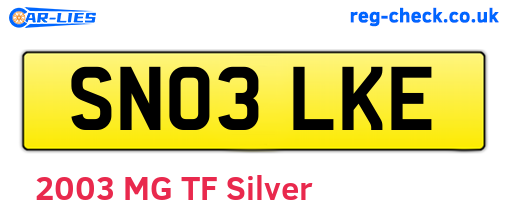 SN03LKE are the vehicle registration plates.