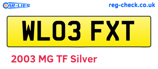 WL03FXT are the vehicle registration plates.