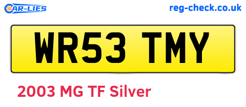 WR53TMY are the vehicle registration plates.