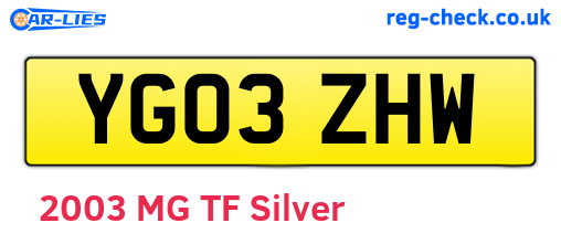 YG03ZHW are the vehicle registration plates.