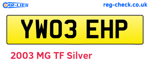 YW03EHP are the vehicle registration plates.