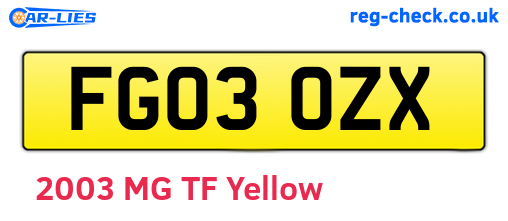 FG03OZX are the vehicle registration plates.